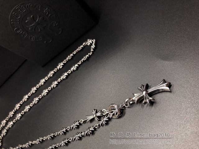 chrome hearts銀飾 925純銀 純手工製作染黑拋光 克羅心天使單環項鏈  gjc1546